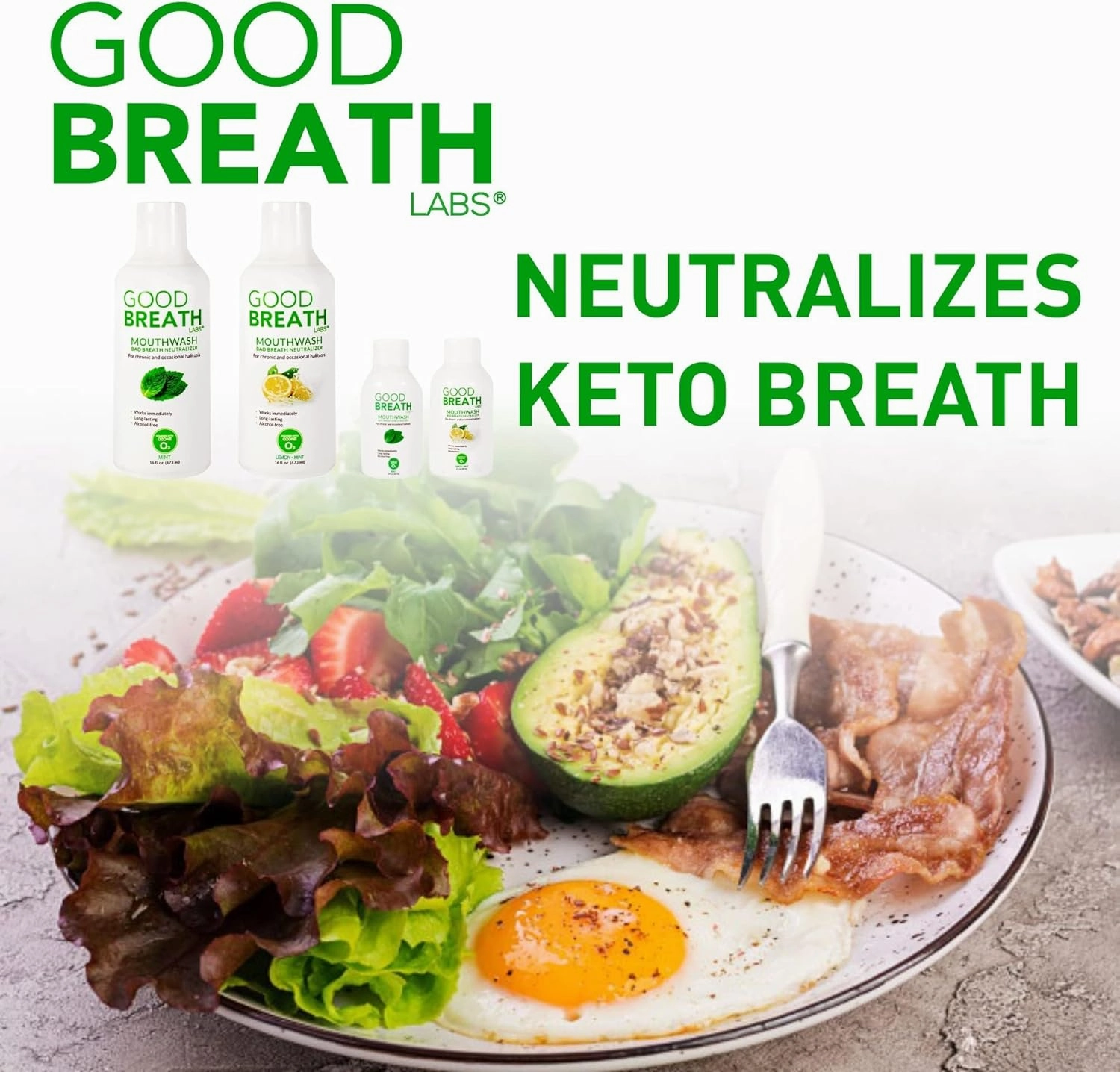 Goodbreath Mouthwash - Mint Mouth Rinse for Chronic Halitosis - New Ozone Technology Oral Rinse - Halitosis Treatment & Bad Breath Neutralizer - Mouthwash for Gum Diseases - Alcohol-Free | 3 Pack