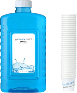 GotFreshBreath Slim Mouthwash Case (Original Flavor) – 6 Bottles   Cups - Alcohol-Free Mouthwash - Fits Both Auto and Manual Dispensers, 600 Uses Per Case, for Commercial and Household Use