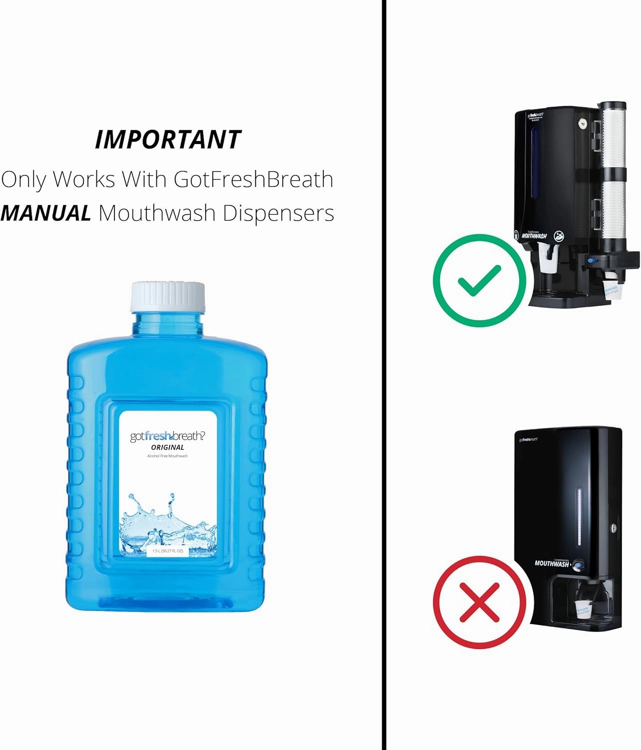 GotFreshBreath Legacy Mouthwash Case (Original Flavor) – 6 Bottles   Cups – Alcohol-Free Mouthwash - Fits Legacy Dispensers, 600 Uses Per Case