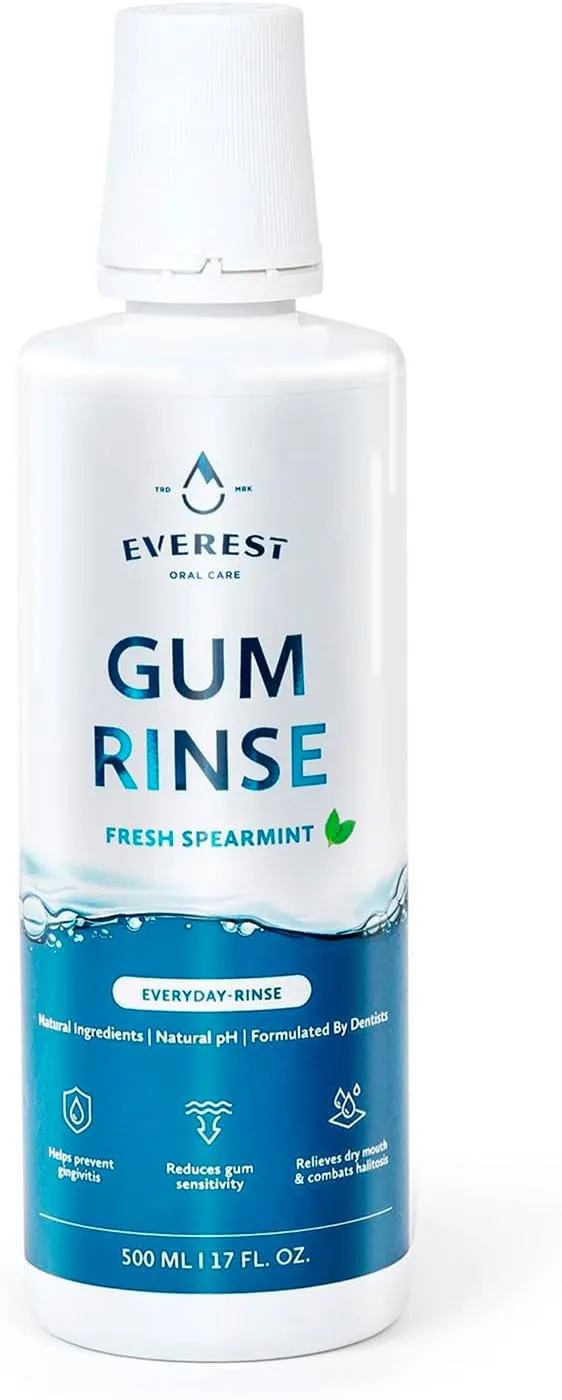 Gum Rinse - Triple Action - Natural Mouthwash for Gingivitis Treatment, Dry Mouth Mouthwash, Bad Breath Treatment for Adults & Teens, Alcohol Free Mouthwash, Natural pH, Fresh Spearmint by Everest