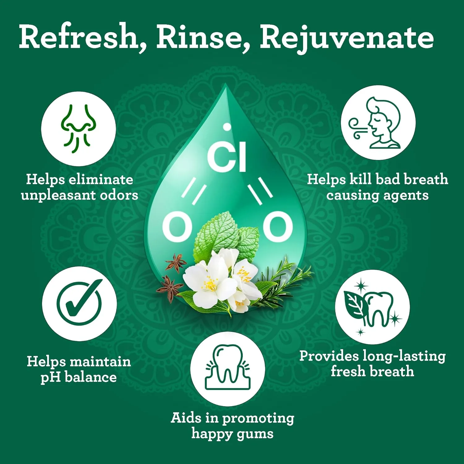 GuruNanda Dual Barrel Breath Harmonizer Mouthwash - Freshens Breath - Alcohol & Fluoride Free with Sodium Chlorite & Essential Oils - Wild Mint Flavor, 20 Fl Oz