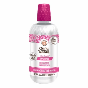 GuruNanda Alcohol-Free Mouthwash, Unflavored & Unsweetened, Gentle on Sensitive Mouths, 12-Hour Fresh Breath, No Artificial Additives, Made in The USA, 32oz