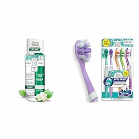 GuruNanda Oral Care Bundle – Dual Barrel Breath Harmonizer Mouthwash (20 Fl Oz) & Butter On Gums Toothbrush (8 Ct) – Extra Soft Bristles for Sensitive Gums, Alcohol-Free