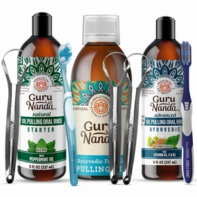 GuruNanda Original, Advanced and Coconut & Peppermint Oil Pulling - Alcohol & Fluoride Free Mouthwash - 100% Natural, Ayurvedic Blend for Healthy Teeth & Gums, Teeth Whitening & Fresh Breath