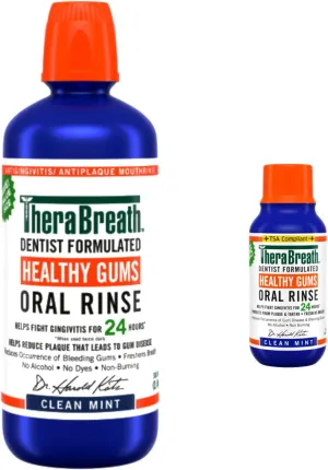 Healthy Gums Mouthwash, Clean Mint, Antigingivitis, 1 Liter (33.8 fl oz)   Travel Size, 3 fl oz