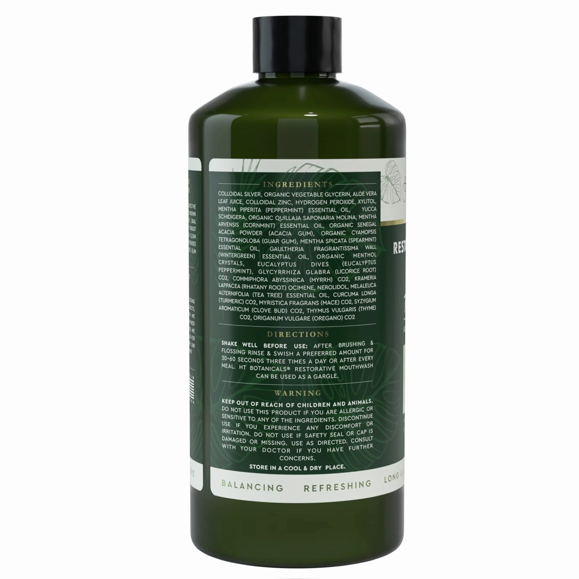 Heart Tone Botanicals Nano Silver Mouthwash | All Natural | Adult Restorative Mouth Rinse | Aloe Vera, Colloidal Silver, & Tea Tree | Complete Oral Care & Fresh Breath | Fluoride, GMO, & Alcohol Free