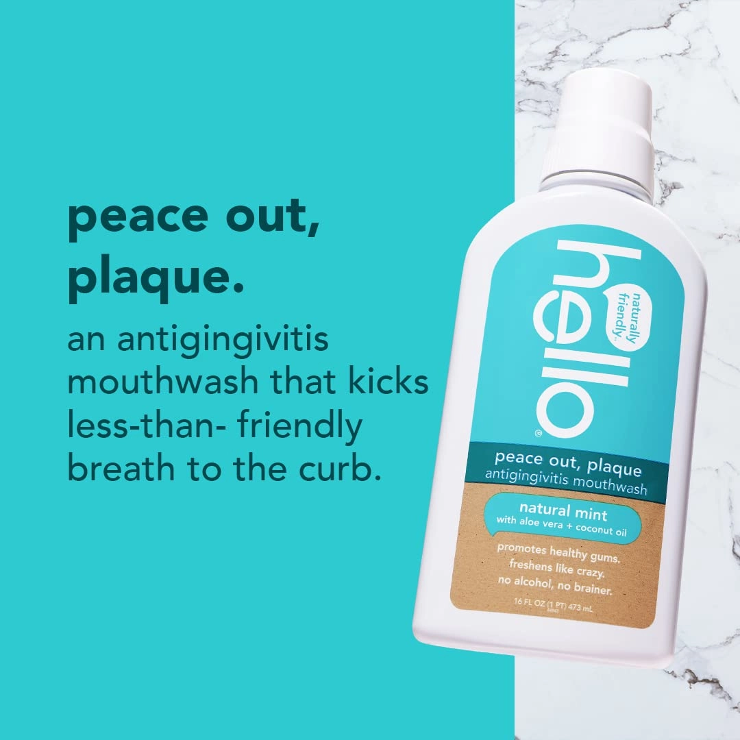 Hello Activated Charcoal and Peace Out Plaque Antigingivitis Mouthwash Bundle (Pack of 3, 16 Fl Oz)