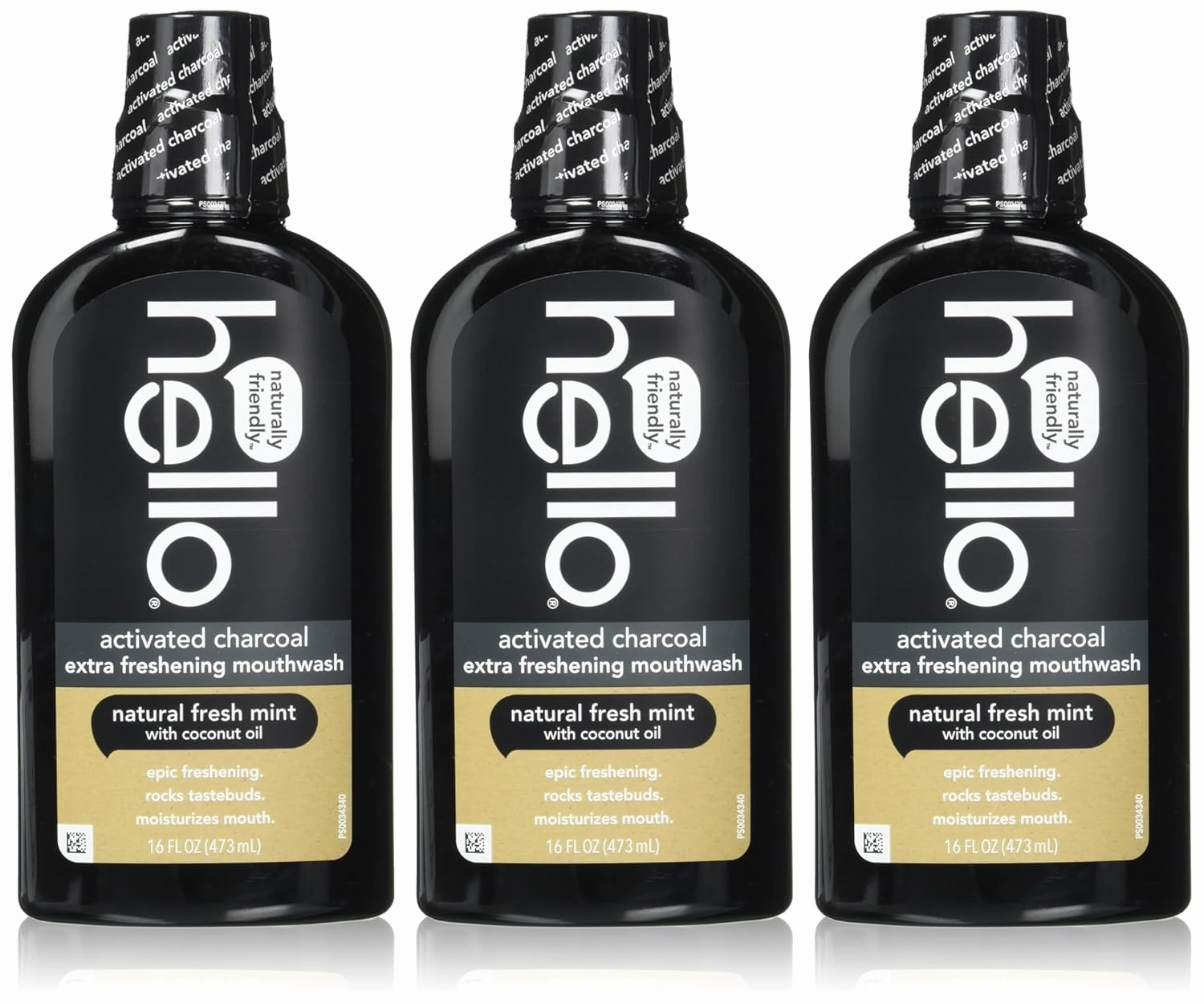 Hello Activated Charcoal and Peace Out Plaque Antigingivitis Mouthwash Bundle (Pack of 3, 16 Fl Oz)