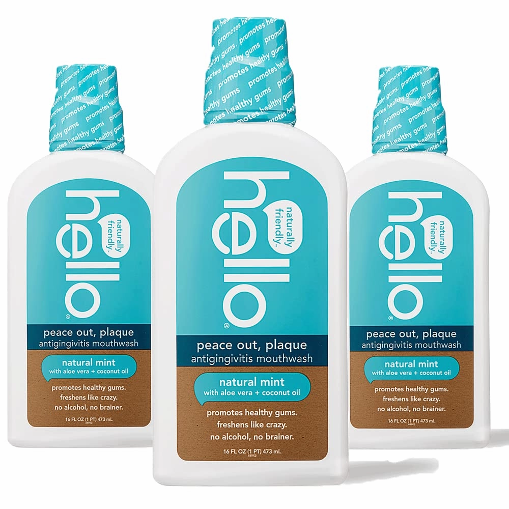 Hello Activated Charcoal and Peace Out Plaque Antigingivitis Mouthwash Bundle (Pack of 3, 16 Fl Oz)