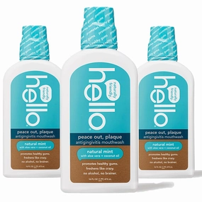 Hello Activated Charcoal and Peace Out Plaque Antigingivitis Mouthwash Bundle (Pack of 3, 16 Fl Oz)