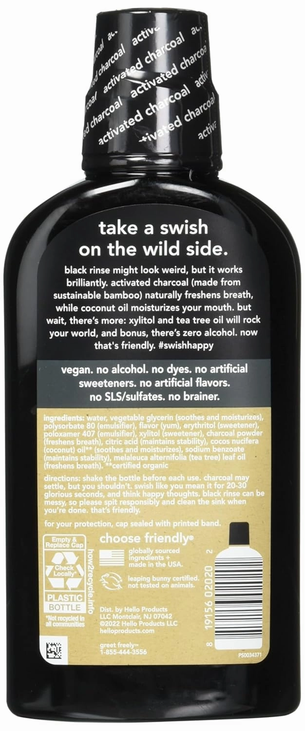 Hello Activated Charcoal and Peace Out Plaque Antigingivitis Mouthwash Bundle (Pack of 3, 16 Fl Oz)
