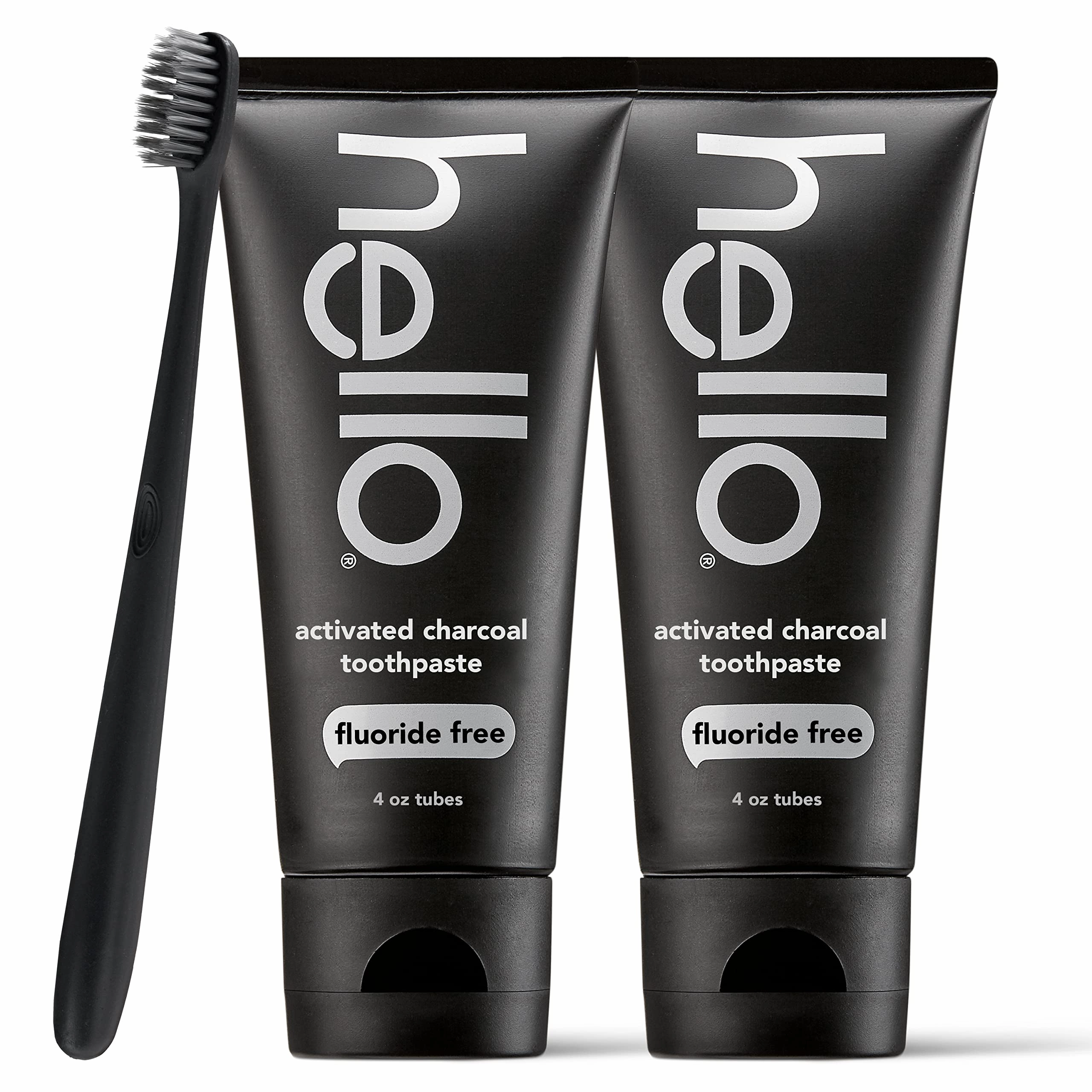 Hello Peace Out Plaque, Antigingivitis Alcohol Free Mouthwash, Natural Mint with Aloe Vera & Activated Charcoal Epic Teeth Whitening Fluoride Free Toothpaste and Toothbrush