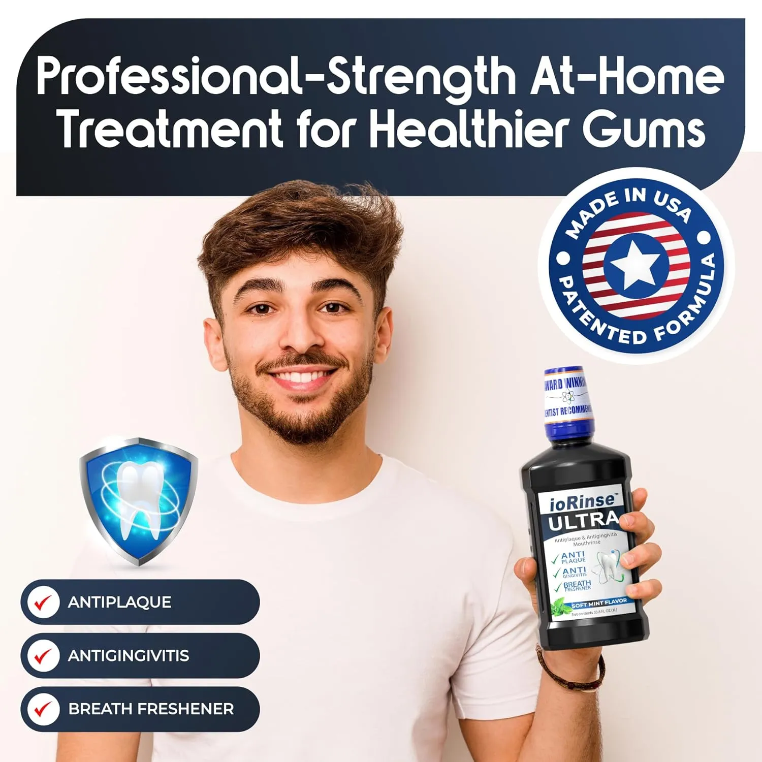 ioRinse Ultra is The Most Dentist-Recommended Periodontal Rinse of its Kind for Adults and Kids Oral Care and Hygiene. It’s an Alcohol Free, Bad Breath Treatment and Gum Mouthwash with Xylitol. 1L