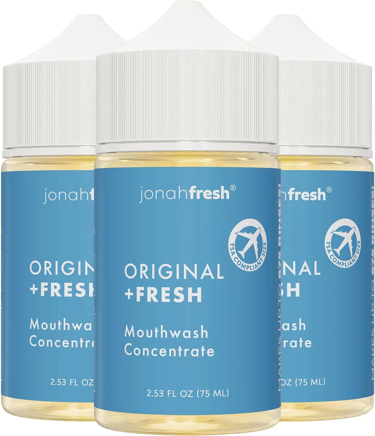 Jonah Fresh All Natural Mouthwash Concentrate | SLS Free | PEG Free | Made Safe Certified (Original Concentrate, 3 Pack (Total 7.59 fl oz) Makes 672 Fl Oz)