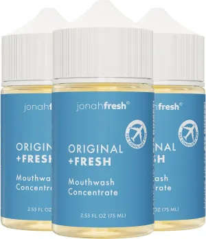 Jonah Fresh All Natural Mouthwash Concentrate | SLS Free | PEG Free | Made Safe Certified (Original Concentrate, 3 Pack (Total 7.59 fl oz) Makes 672 Fl Oz)