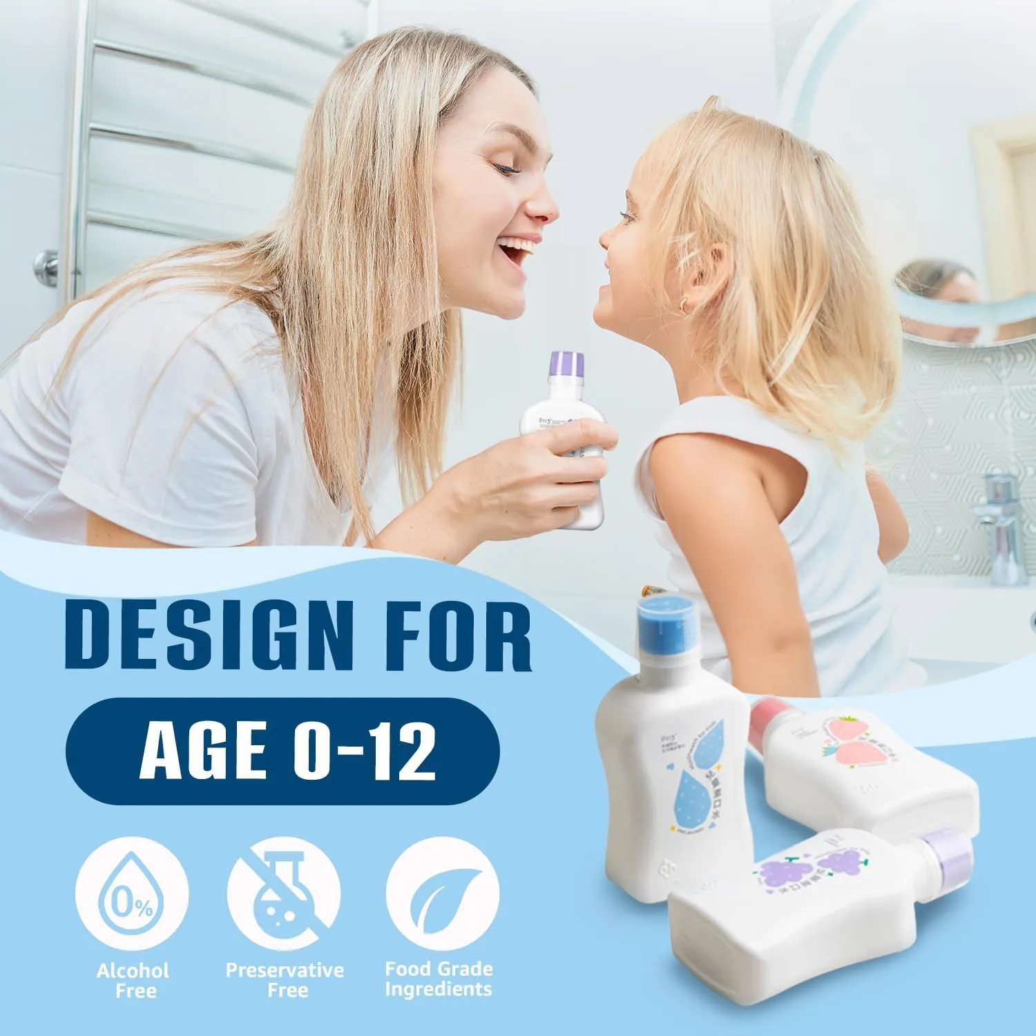 Kids mouthwash, Alcohol Fluoride Free Mouthwash for Kids, Natural P113 , Grape Flavor, 11.08 fl oz