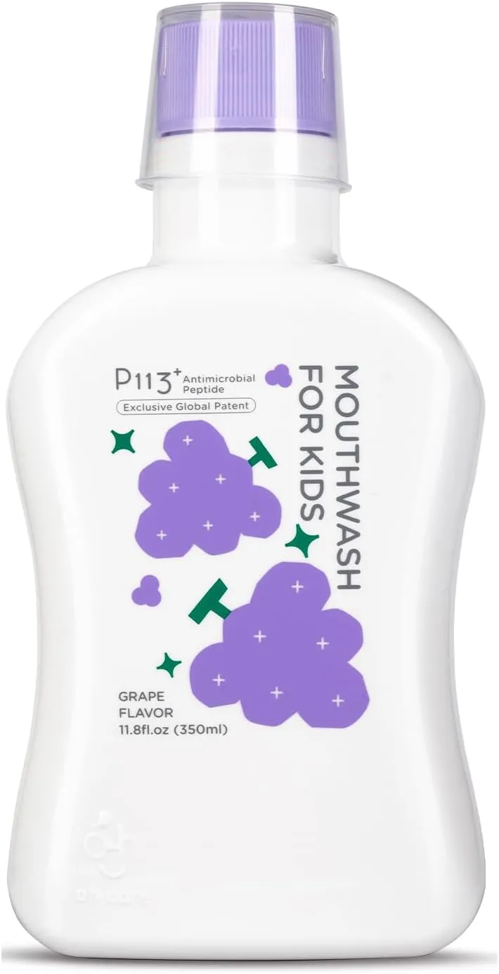 Kids mouthwash, Alcohol Fluoride Free Mouthwash for Kids, Natural P113 , Grape Flavor, 11.08 fl oz
