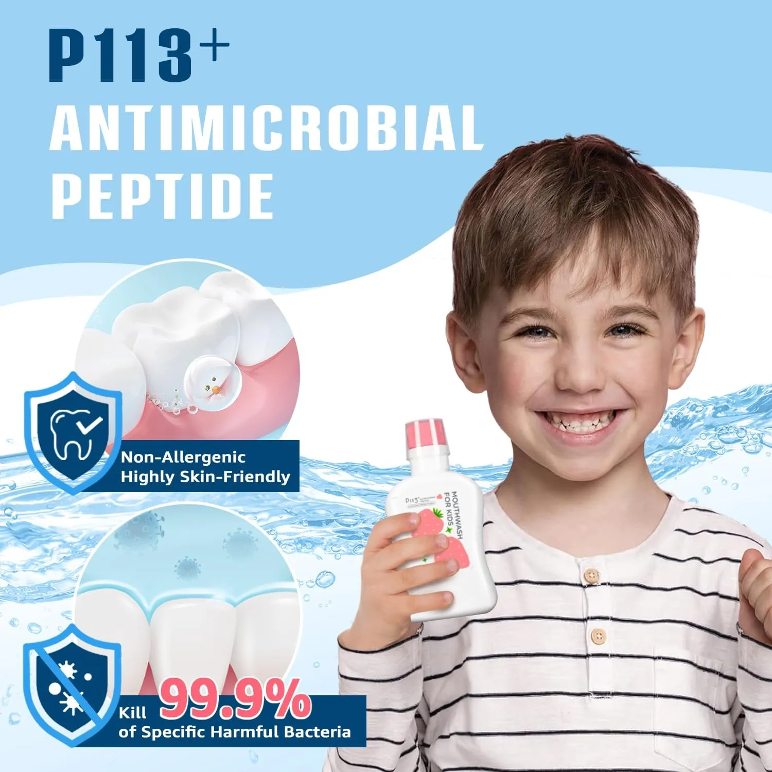 Kids mouthwash, Alcohol Fluoride Free Mouthwash for Kids, Natural P113 , Grape Flavor, 11.08 fl oz