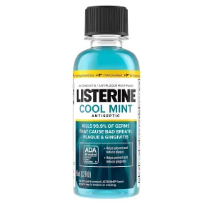 Listerine Cool Mint Antiseptic Mouthwash for Bad Breath, Plaque and Gingivitis, Travel Size, 3.2 Fl Oz ,Pack of 12