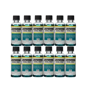 Listerine Cool Mint Antiseptic Mouthwash for Bad Breath, Travel Size 3.2 oz - Pack of 12