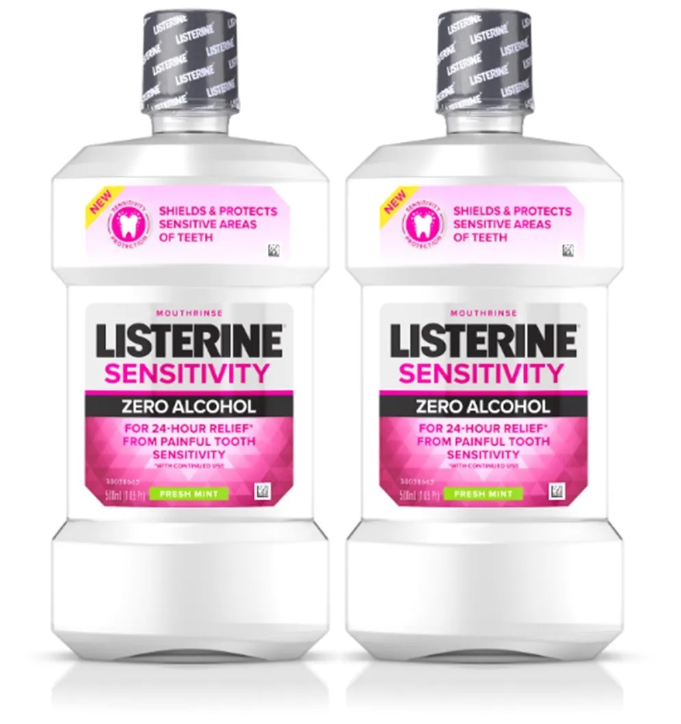 Listerine Sensitivity Mouthwash, Fresh Mint, 500 mL, 2 Count