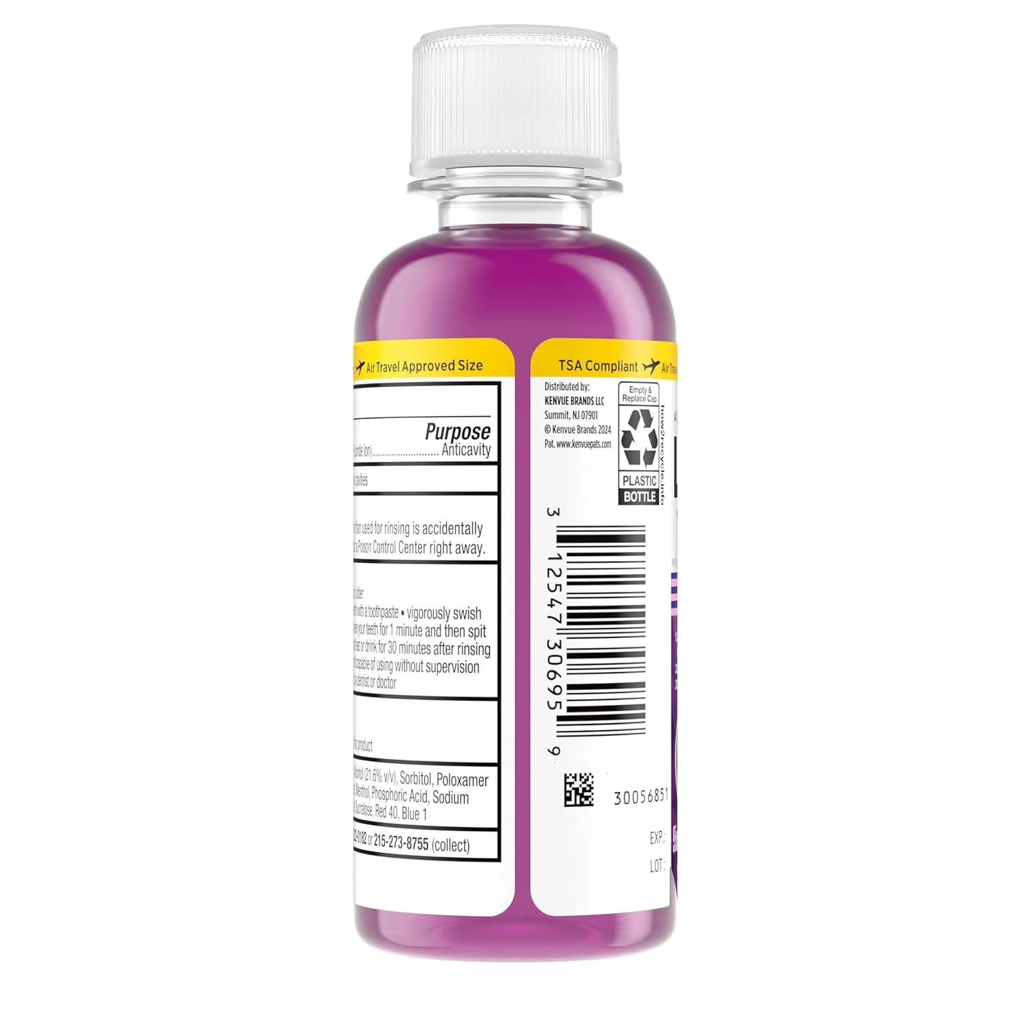 Listerine Total Care Anticavity Fluoride Mouthwash for Bad Breath, Fresh Mint, 3.2 Fl oz, Pack of 12