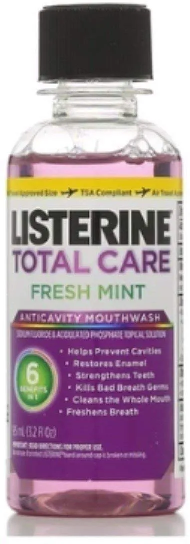 Listerine Total Care Anticavity Mouthwash, Fresh Mint 3.2 oz (9 Pack)