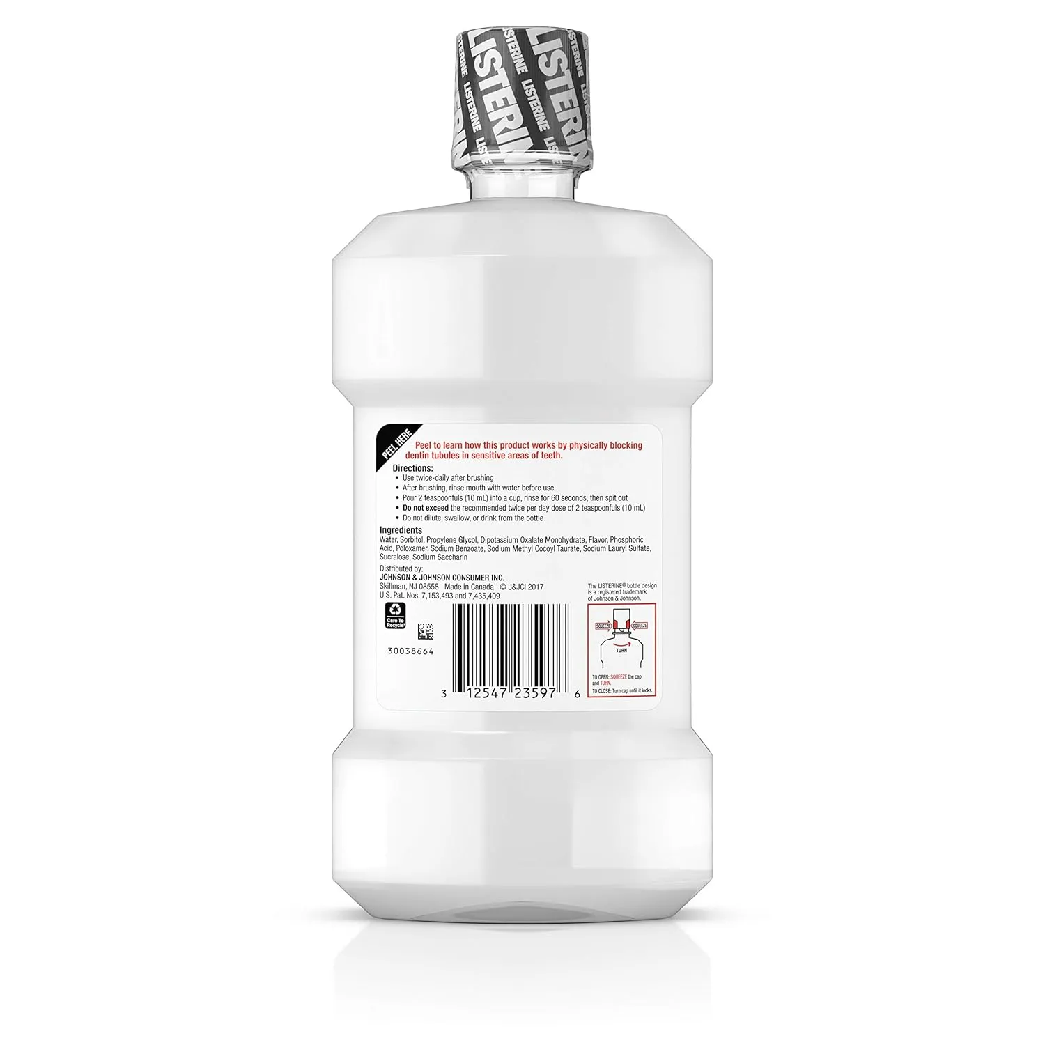 Listerine, Zero Alcohol Mouthwash 24hour Relief for Painful Tooth Sensitivity, fresh mint, 16.9 Fl Oz