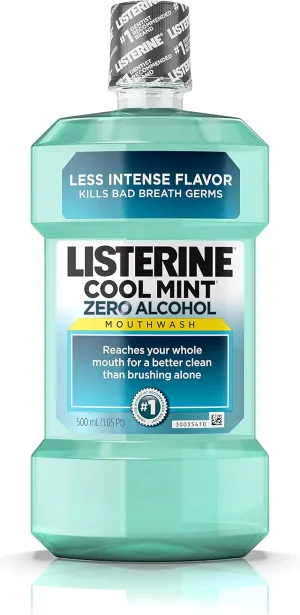 Listerine Zero Mouthwash, Clean Mint 16.9 oz (Pack of 6)