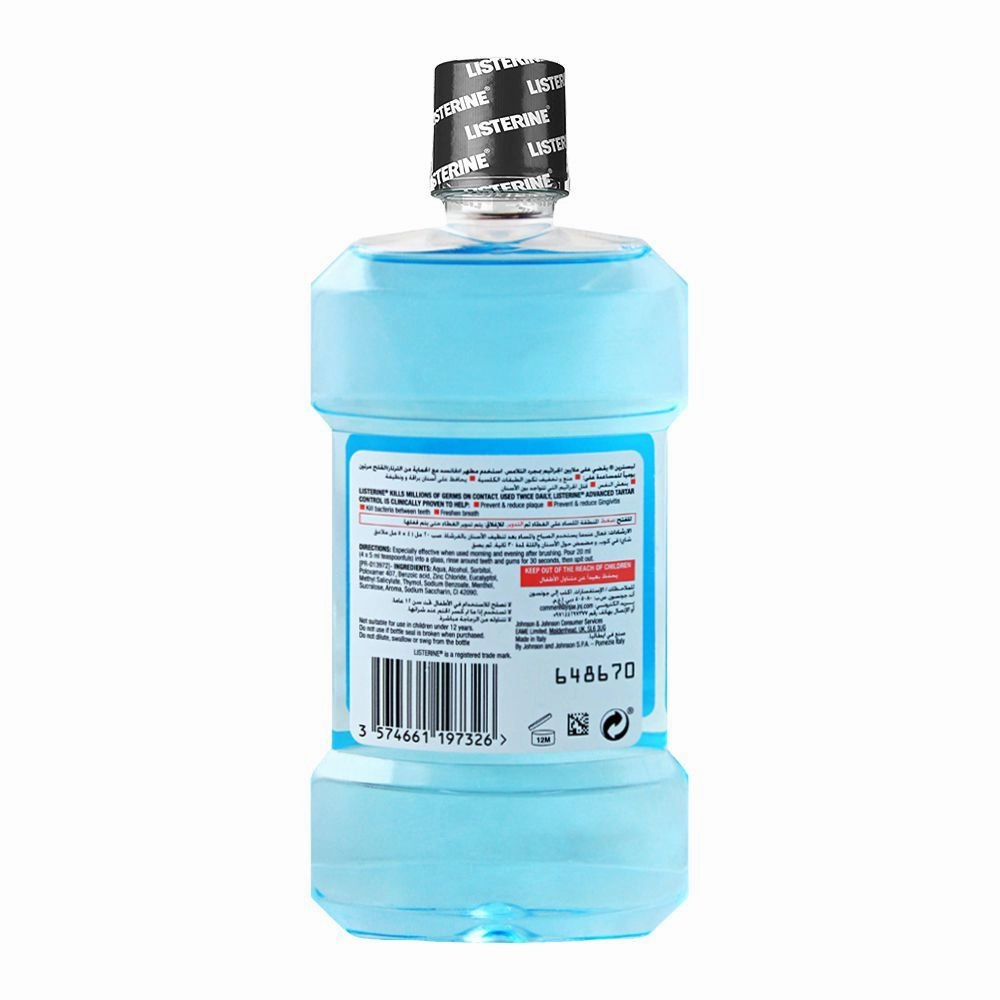 Listerine Advanced Tartar Control Antiseptic Arctic Mint Mouthwash, 250ml