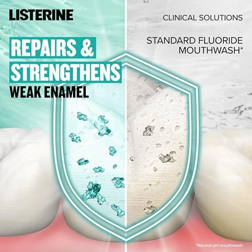 Listerine Clinical Solutions Mouthwash, Enamel Strength, Daily Anticavity Fluoride Mouthwash to Repair Tooth Enamel & Help Prevent Tooth Decay, Alpine Mint, 1 L, 2 Pack
