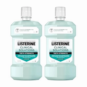 Listerine Clinical Solutions Mouthwash, Enamel Strength, Daily Anticavity Fluoride Mouthwash to Repair Tooth Enamel & Help Prevent Tooth Decay, Alpine Mint, 1 L, 2 Pack