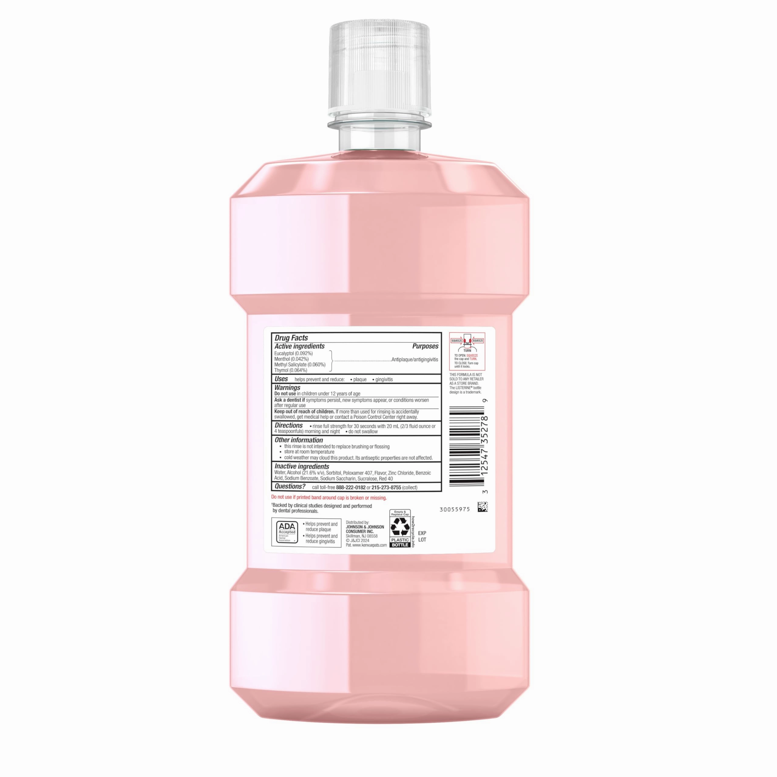 Listerine Clinical Solutions Mouthwash Gum Health Antiseptic, Antigingivitis and Antiplaque Oral Rinse Helps Prevent Buildup and Immediately Kills Germs for Healthier Gums, ICY Mint, 500 mL