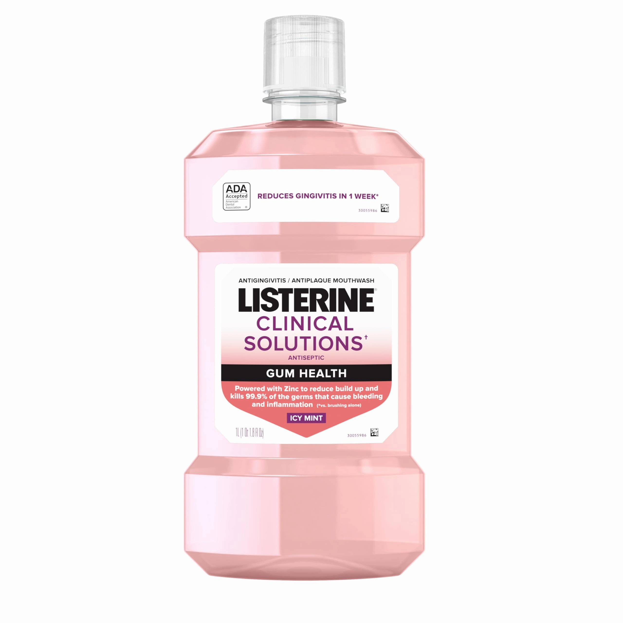 Listerine Clinical Solutions Mouthwash Gum Health Antiseptic, Antigingivitis and Antiplaque Oral Rinse Helps Prevent Buildup and Immediately Kills Germs for Healthier Gums, ICY Mint, 500 mL