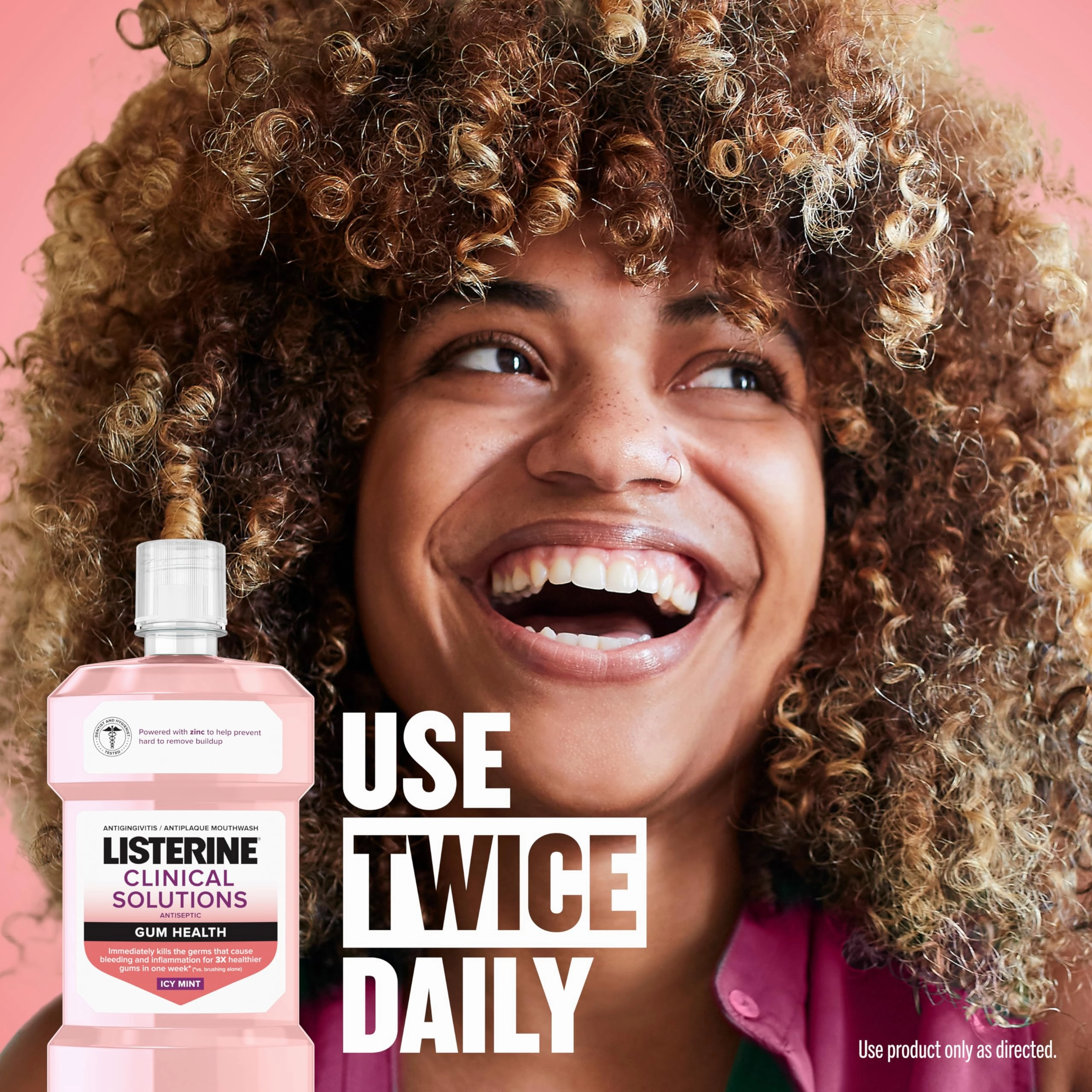 Listerine Clinical Solutions Mouthwash Gum Health Antiseptic, Antigingivitis and Antiplaque Oral Rinse Helps Prevent Buildup and Immediately Kills Germs for Healthier Gums, ICY Mint, 500 mL