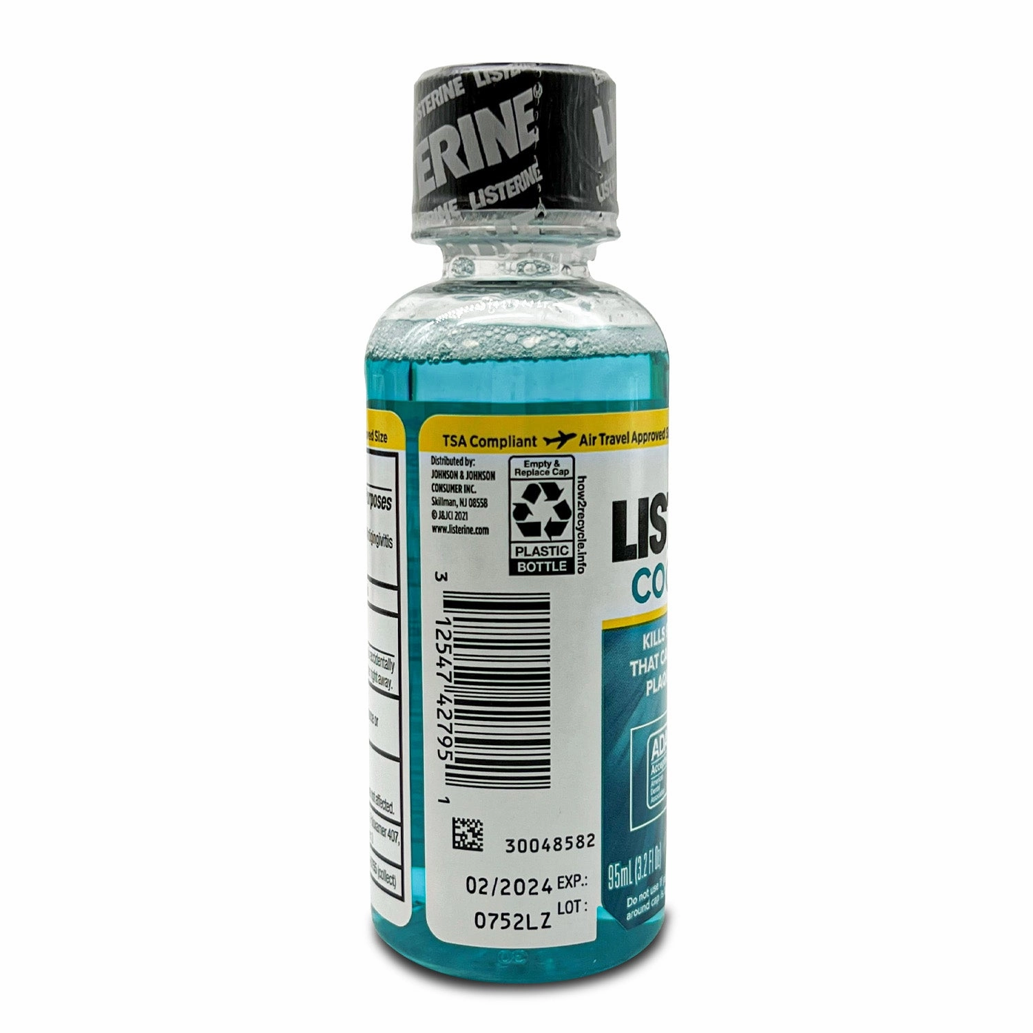 LISTERINE Cool Mint Antiseptic Mouthwash to Kill 99% of Germs That Cause Bad Breath, Plaque and Gingivitis, Cool Mint Flavor, 95mL (3.2Floz)