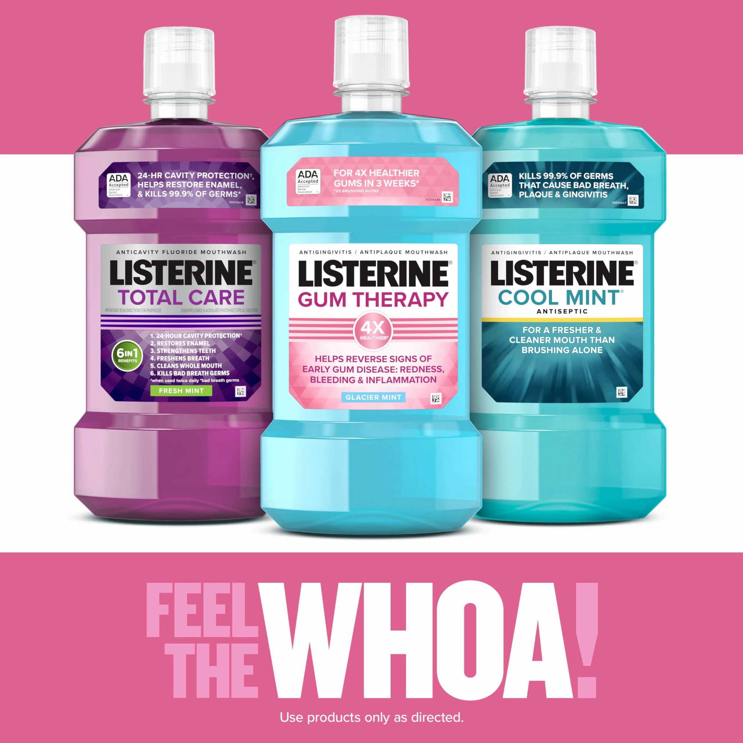Listerine Gum Therapy Antiplaque & Anti-Gingivitis Mouthwash, Oral Rinse to Help Reverse Signs of Early Gingivitis Like Bleeding Gums, ADA Accepted, Glacier Mint, 1 L