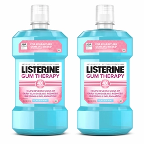 Listerine Gum Therapy Antiplaque & Anti-Gingivitis Mouthwash, Oral Rinse to Help Reverse Signs of Early Gingivitis Like Bleeding Gums, ADA Accepted, Glacier Mint, 1 L