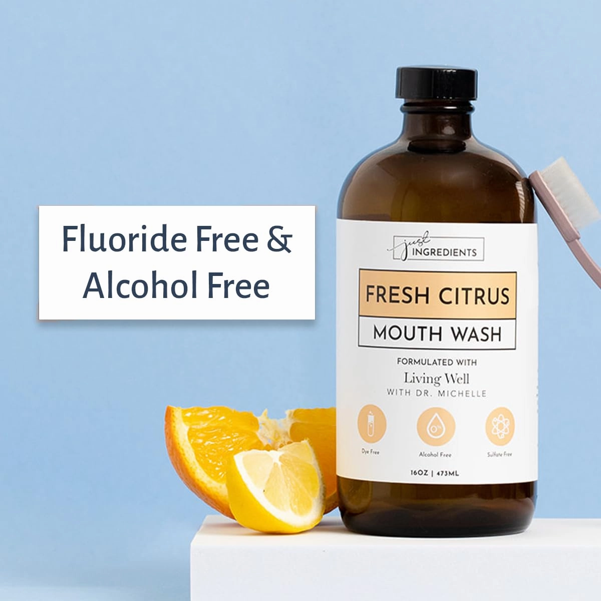 Living Well with Dr. Michelle Fresh Citrus Remineralizing Mouthwash | Hydroxyapatite & Colloidal Silver Formula | Alcohol-Free, Natural & Organic | Fluoride-Free Mouth Rinse