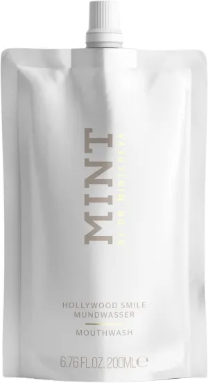 Mint Hollywood Smile Mouthwash Refill – 2-Phase Whitening Formula with Hydrogen Peroxide 0,1% & Sodium Polyphosphate – Alcohol-Free – Vegan – 6.76 fl oz