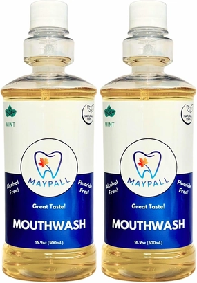 Mint Mouthwash, Safe to Swallow, Natural, Promotes Healthy Teeth, Mild Taste, No Burn, Fluoride Free, Alcohol Free, pH Balancing. 16.9oz (Pack of 2).