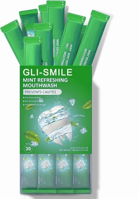 Mint Refreshing Mouthwash, Alcohol-Free, 30 Single-Use Packets, Cavity Prevention, Fresh Breath