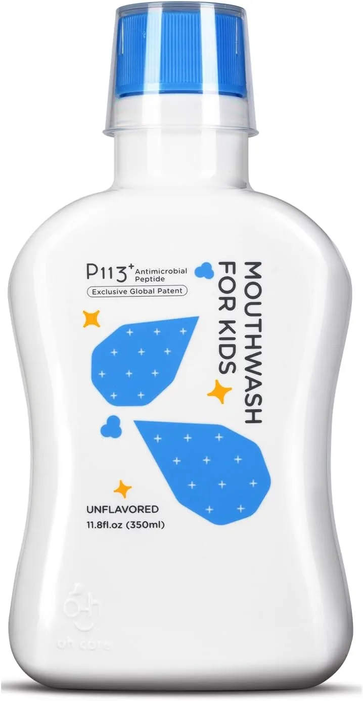 Mouthwash for Kids P113  Peptide Anti Cavity Mouth Rinse Alcohol Free for Teeth and Gums Safe Oral Hygiene for Newborn to Toddler 11.08 fl oz (11.08 Fl oz, Original(Unflavored))