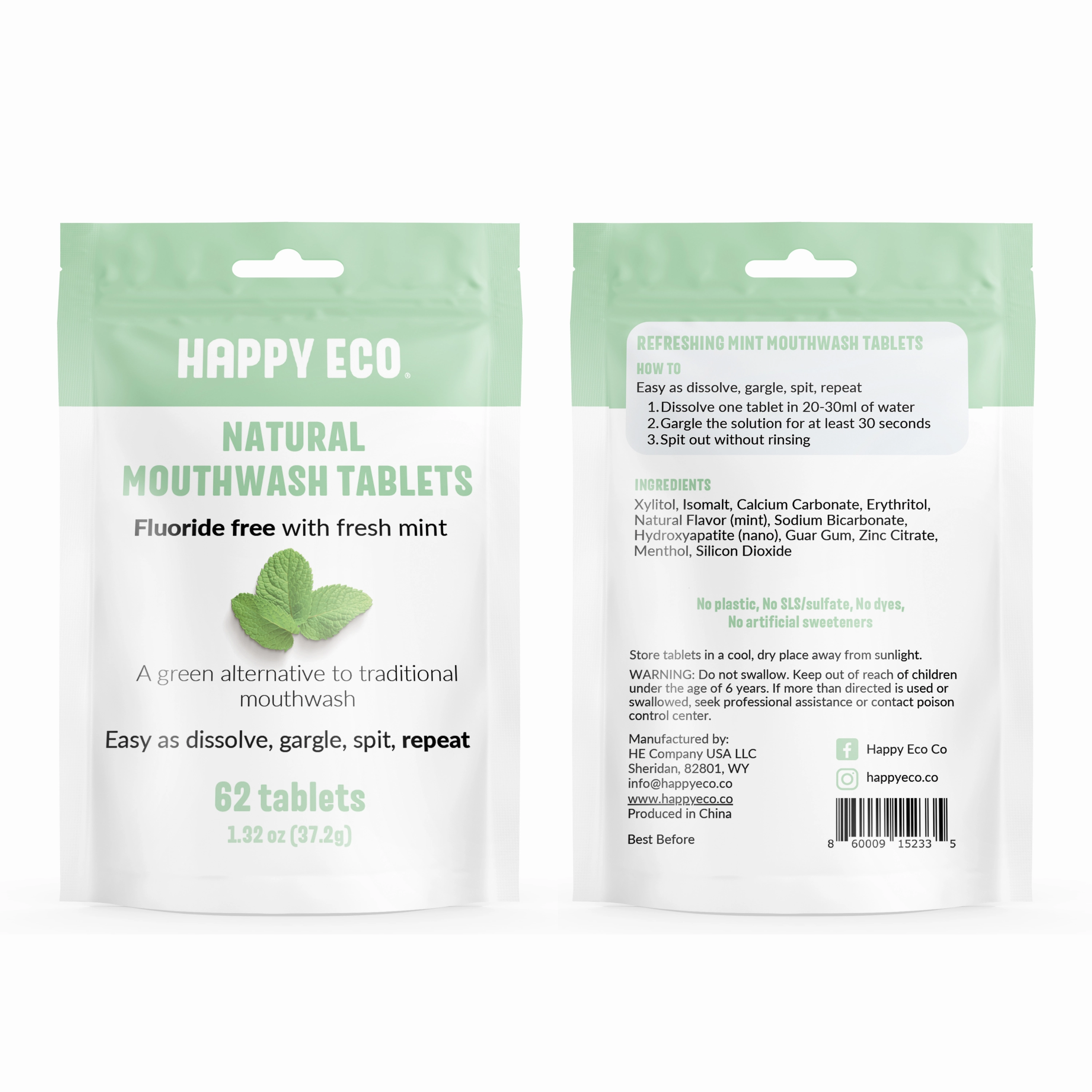 Mouthwash Tablets - Fluoride Free - Mint (62pcs)