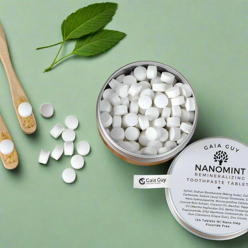 NanoMint Toothpaste Tablets with Nano-Hydroxyapatite | 124 Tabs, Fluoride-Free, Ideal for Travel - Mouthwash Tablet Too