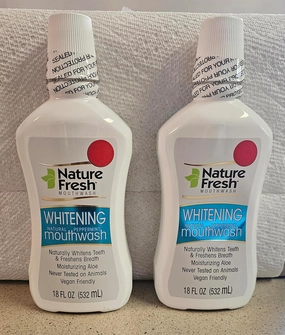 Nature Fresh Whitening Mouthwash, Natural Peppermint, 18 Fl Oz, Vegan Friendly, with Moisturizing Aloe, 2-Pack