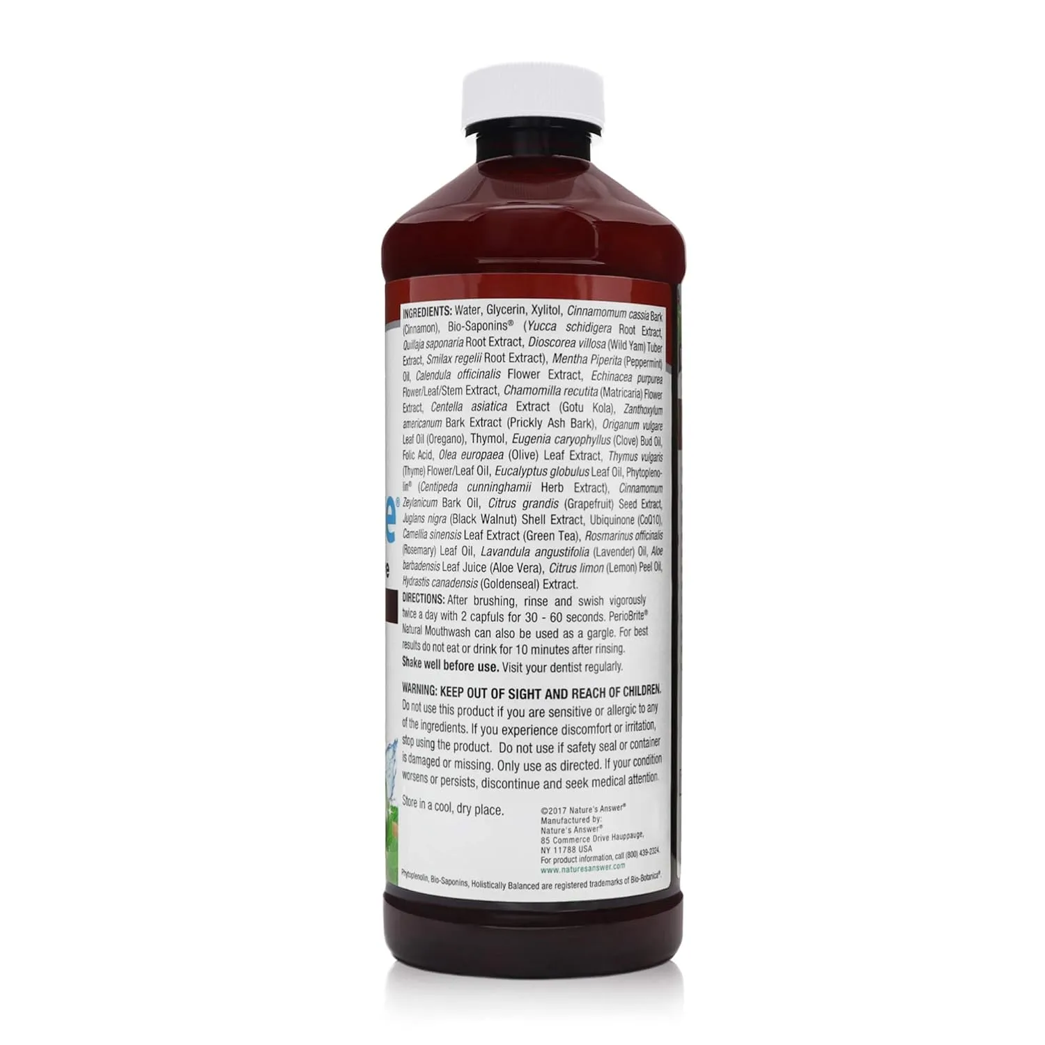 Nature's Answer Periobrite Alcohol-Free Mouthwash, Cinamint, 16 Ounce (2 Pack) | Fluoride Free | Breath Freshener | Stain Remover | Natural Teeth Whitener