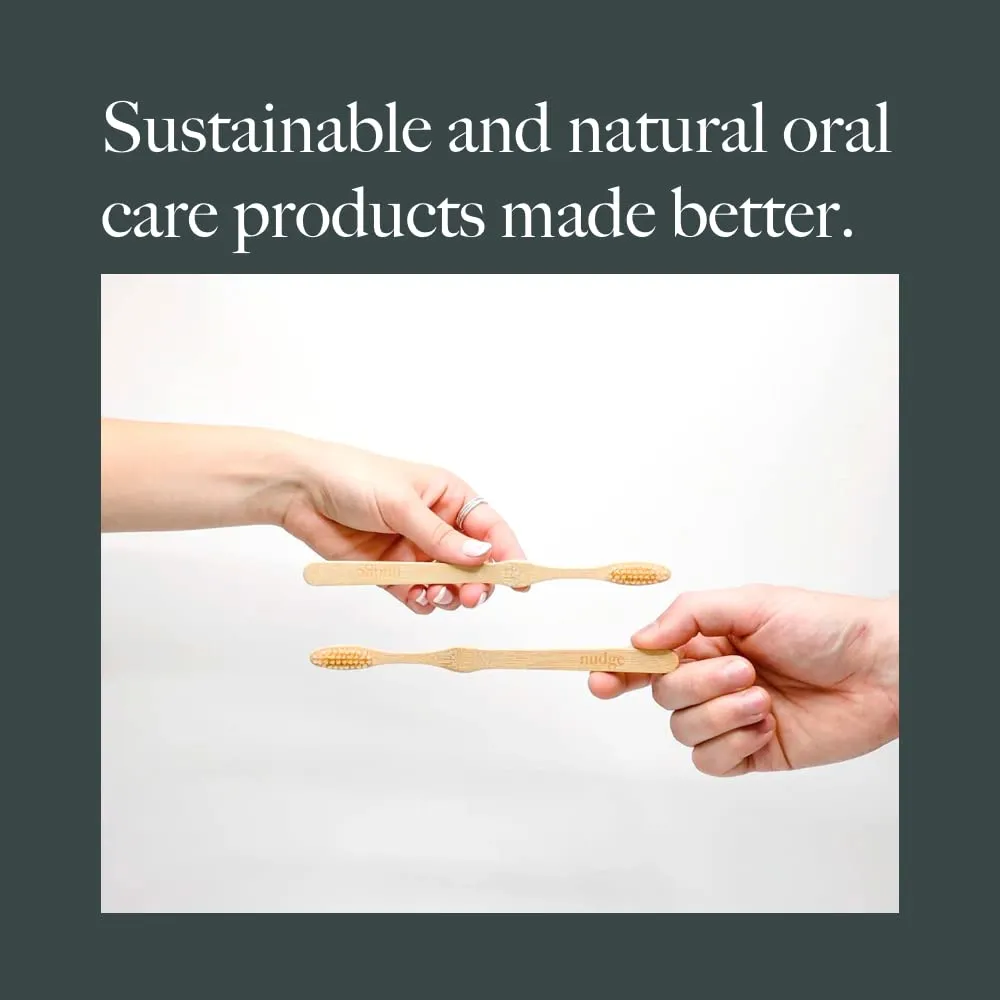 Nudge Oral Care Kit – Complete Set with Mint Toothpaste, Bamboo Toothbrushes, Mouthwash Concentrate, Silk Floss & Reusable Bag