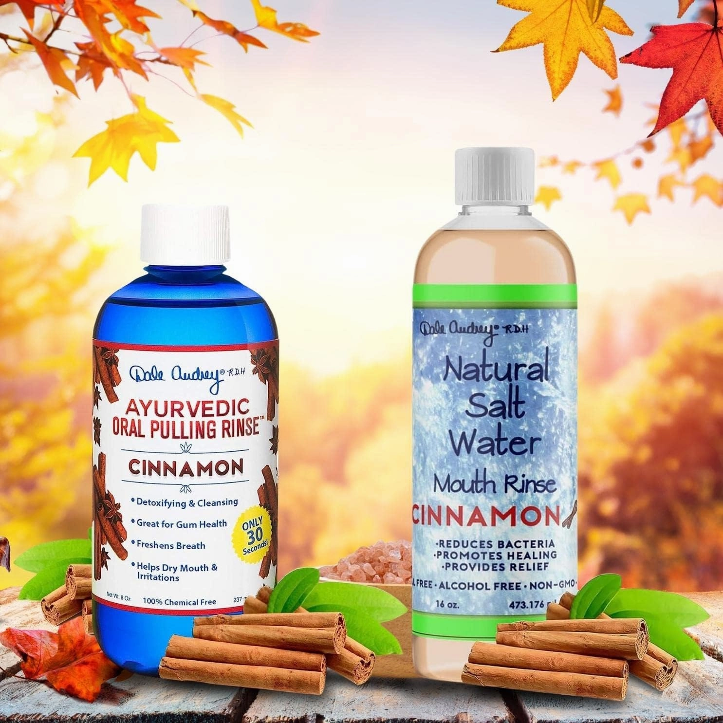 Oil Pulling Rinse & Salt Water Oral Mouth Rinse | Organic Cinnamon Sesame Oil | Organic Mouthwash for Teeth Care & Healthy Gums | Teeth Whitening & Gum Care Mouthwash, Vegan Cruelty Free Bundle Pack