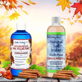 Oil Pulling Rinse & Salt Water Oral Mouth Rinse | Organic Cinnamon Sesame Oil | Organic Mouthwash for Teeth Care & Healthy Gums | Teeth Whitening & Gum Care Mouthwash, Vegan Cruelty Free Bundle Pack